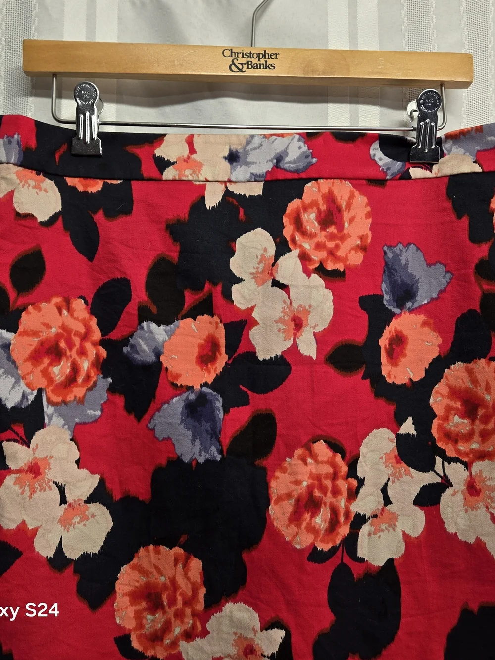 Bright Floral Red A-Line Skirt